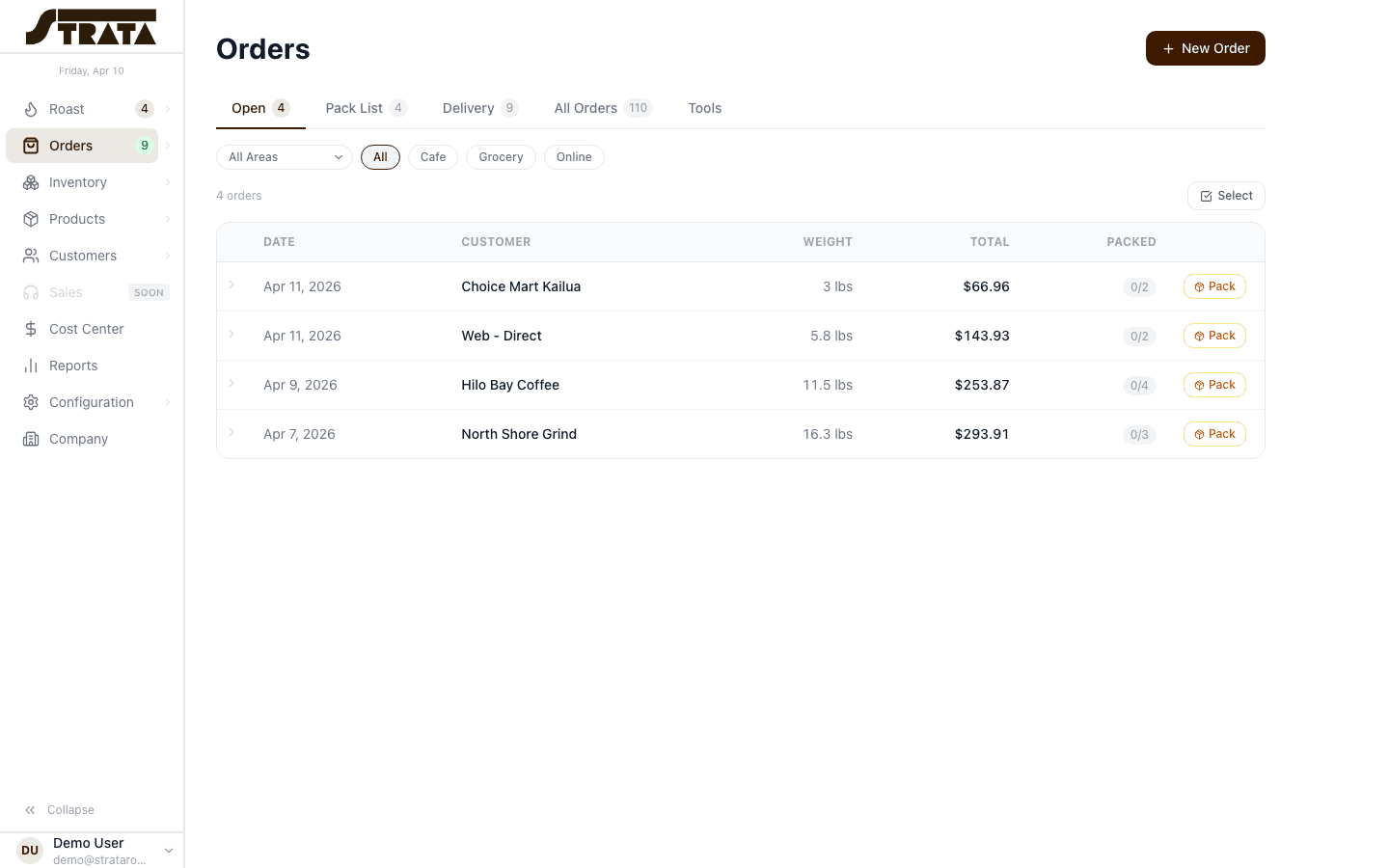 STRATA Orders Dashboard
